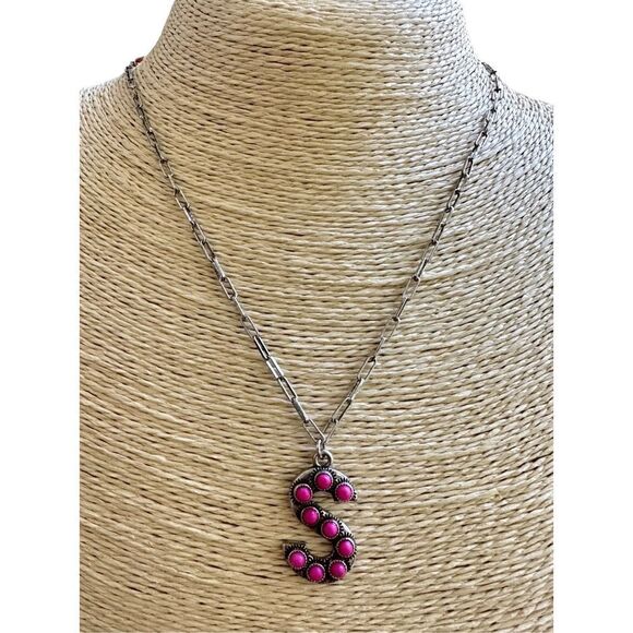 Initial Necklace Hot Pink Barbie Western Nashville ￼P, N, T, S, R, C, E, M - Picture 6 of 10